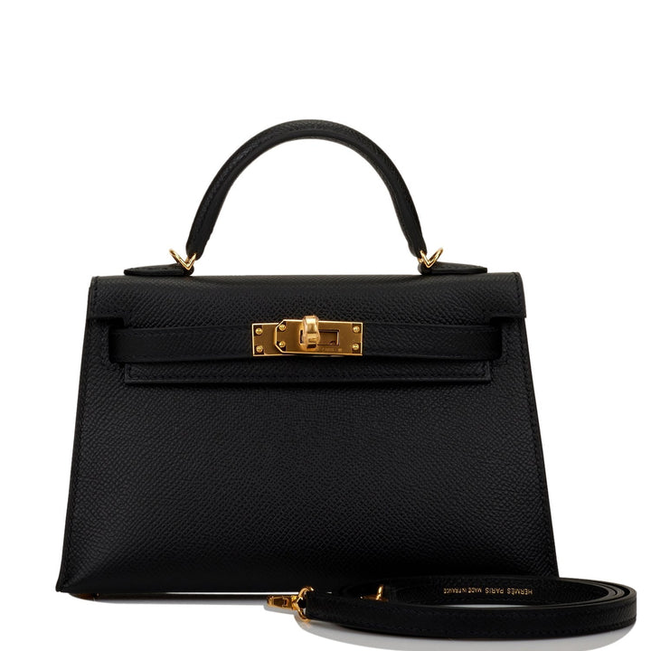 Hermes Kelly 20cm Sellier Black Epsom Gold Hardware
