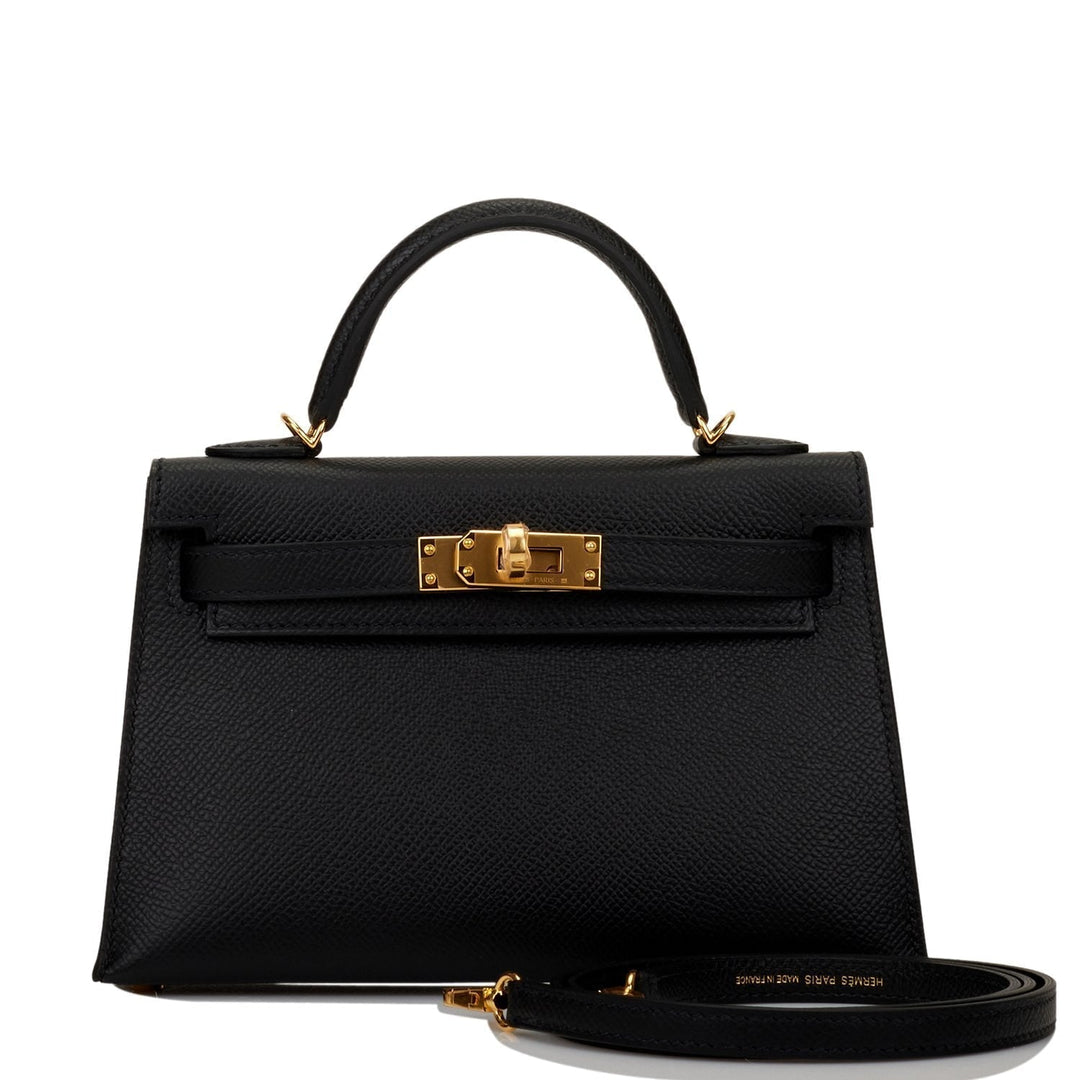 Hermes Kelly 20cm Sellier Black Epsom Gold Hardware
