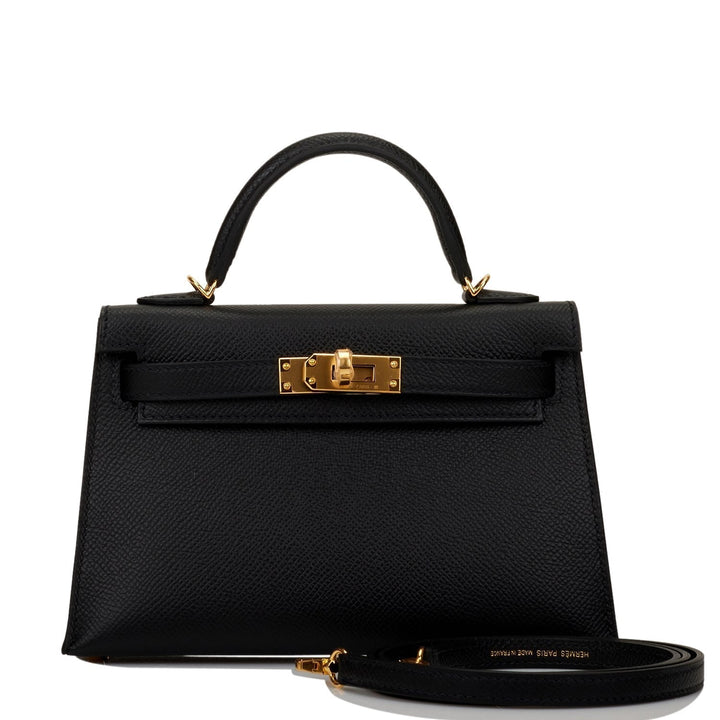 Hermes Kelly 20cm Sellier Black Epsom Gold Hardware