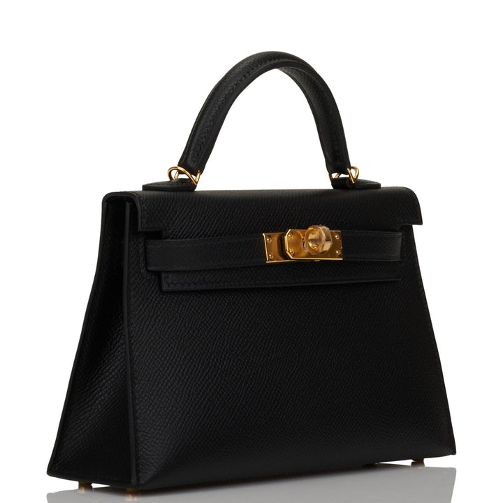 Hermes Kelly 20cm Sellier Black Epsom Gold Hardware
