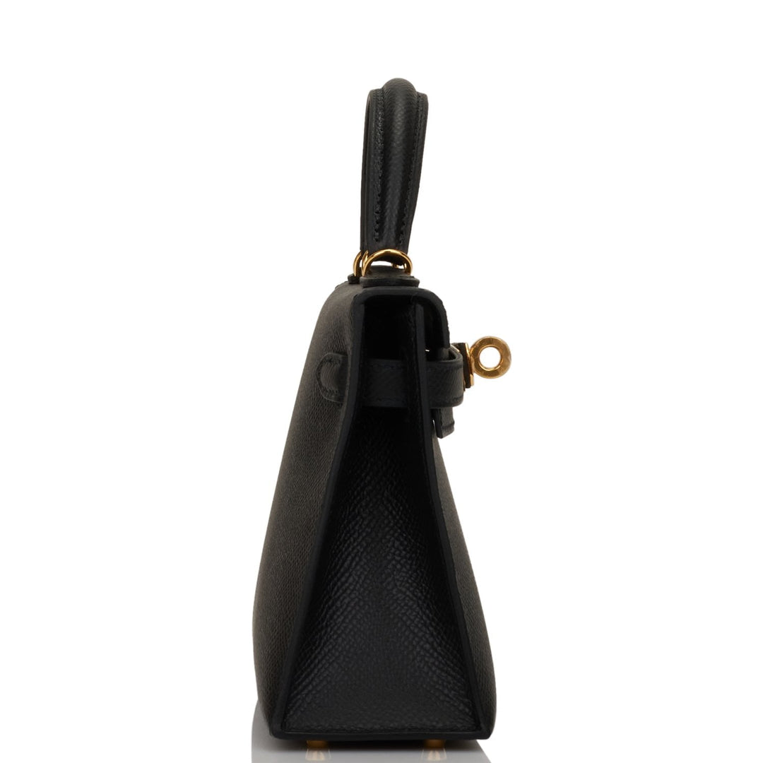 Hermes Kelly 20cm Sellier Black Epsom Gold Hardware