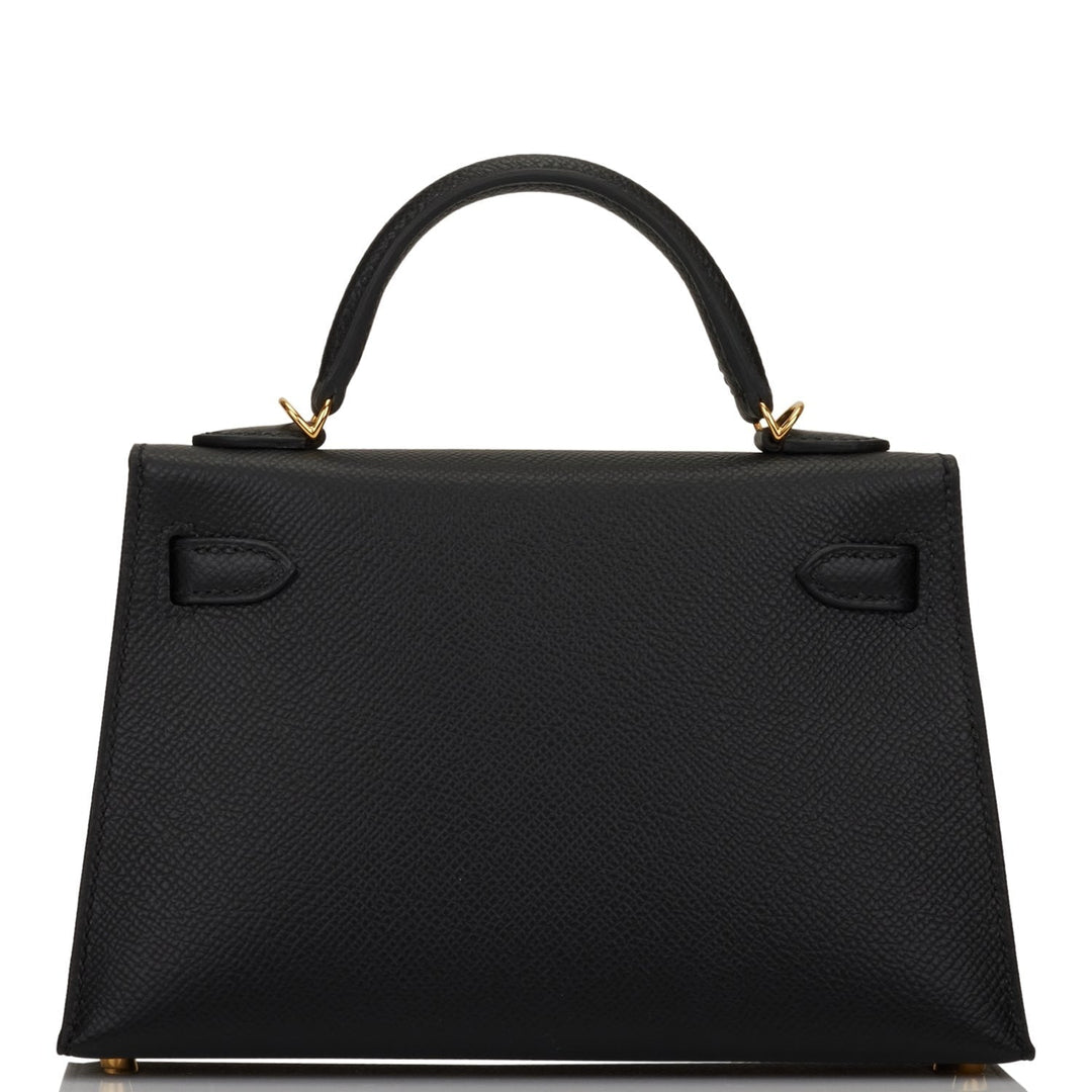 Hermes Kelly 20cm Sellier Black Epsom Gold Hardware