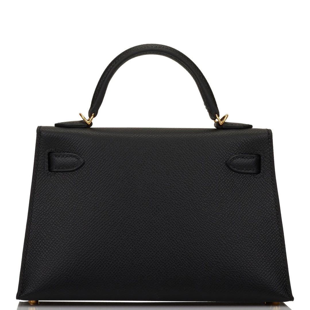 Hermes Kelly 20cm Sellier Black Epsom Gold Hardware