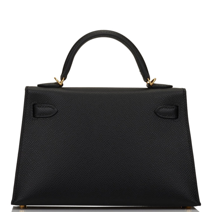 Hermes Kelly 20cm Sellier Black Epsom Gold Hardware
