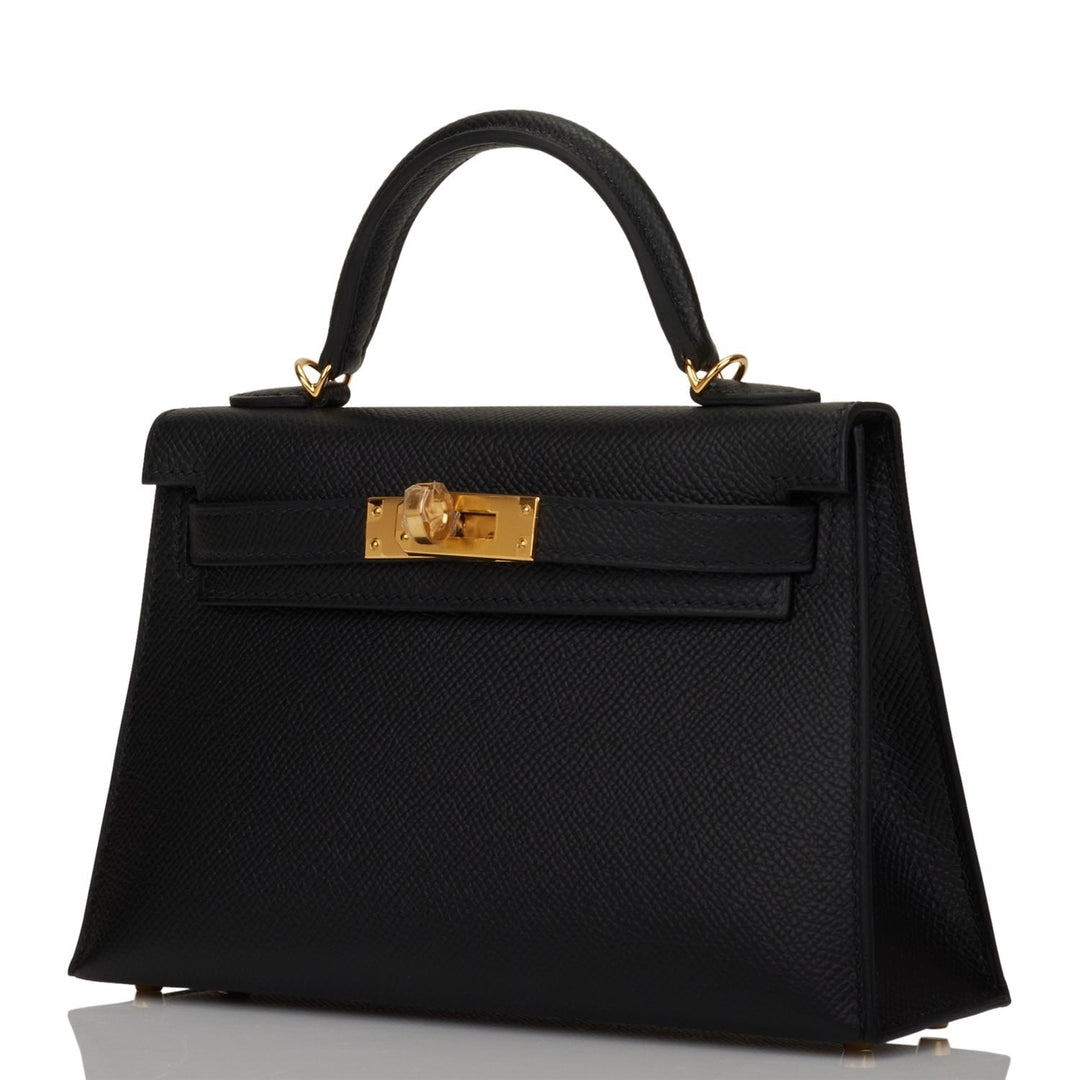 Hermes Kelly 20cm Sellier Black Epsom Gold Hardware