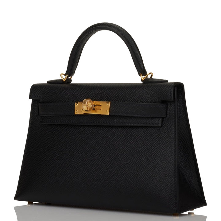 Hermes Kelly 20cm Sellier Black Epsom Gold Hardware