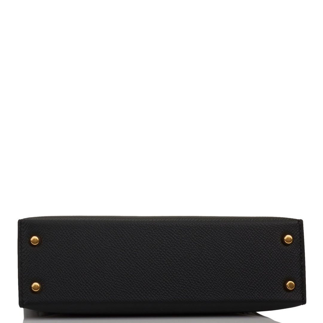 Hermes Kelly 20cm Sellier Black Epsom Gold Hardware