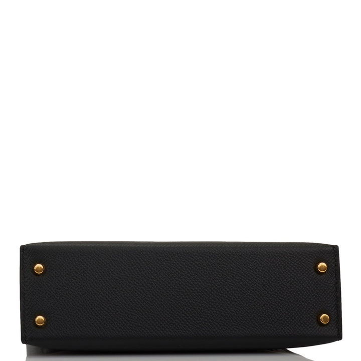 Hermes Kelly 20cm Sellier Black Epsom Gold Hardware