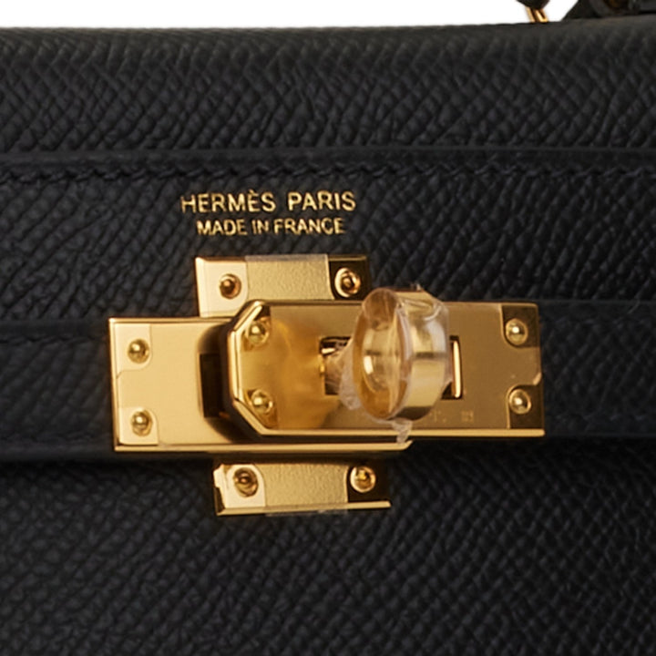 Hermes Kelly 20cm Sellier Black Epsom Gold Hardware