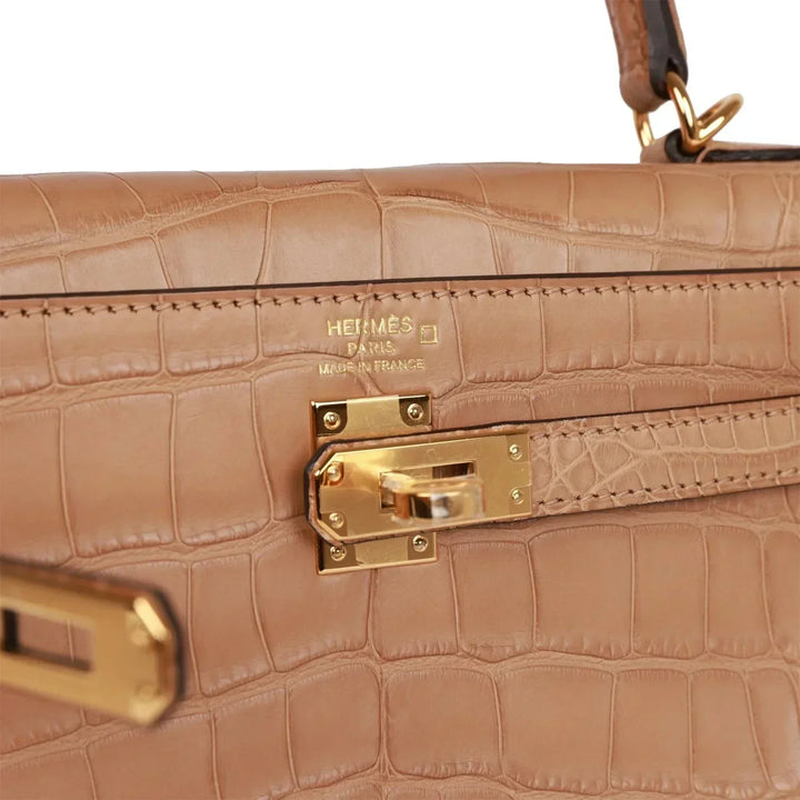 Hermes Kelly 25 Retourne Chai Matte Alligator Gold Hardware
