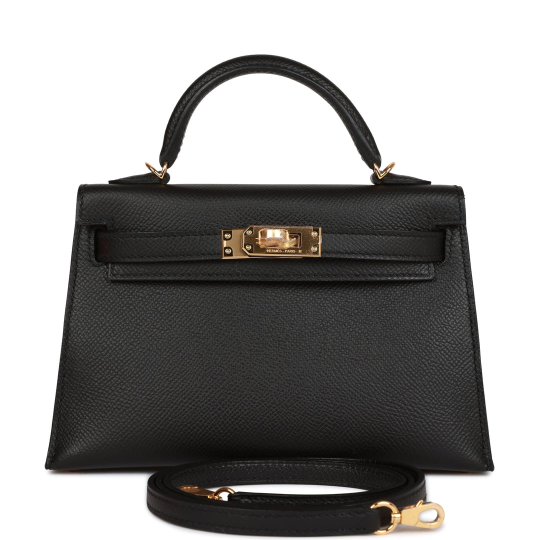 Hermes Kelly 20 Sellier Black Epsom Gold Hardware