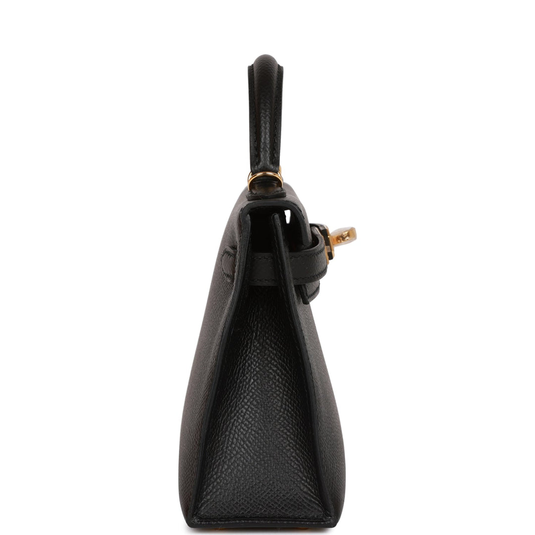 Hermes Kelly 20 Sellier Black Epsom Gold Hardware