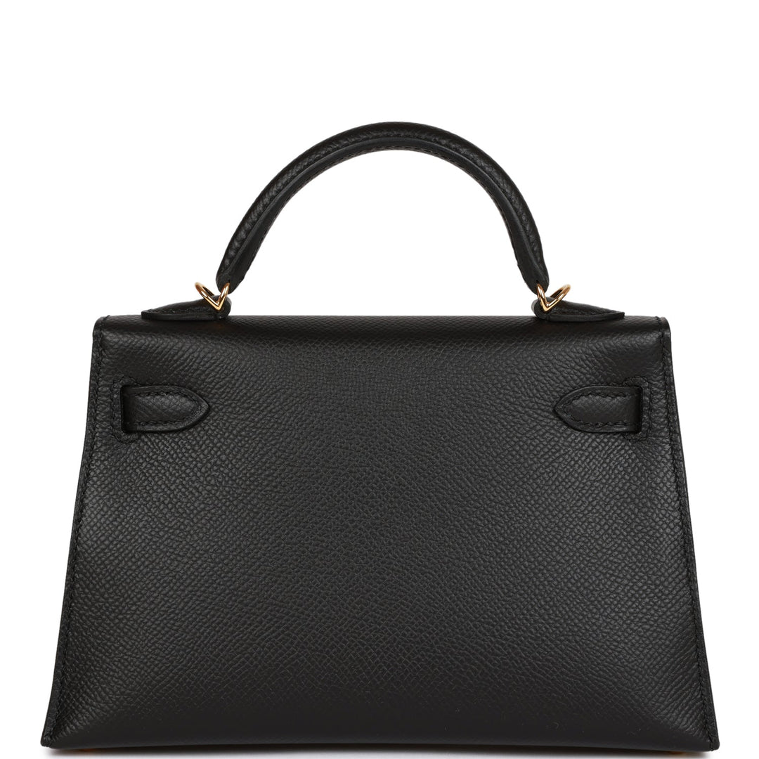Hermes Kelly 20 Sellier Black Epsom Gold Hardware