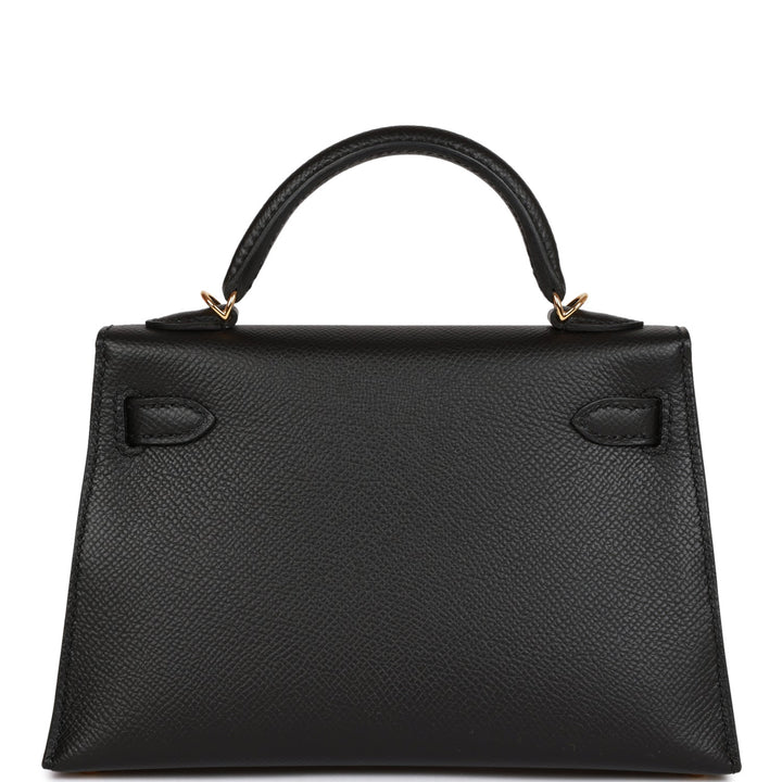 Hermes Kelly 20 Sellier Black Epsom Gold Hardware