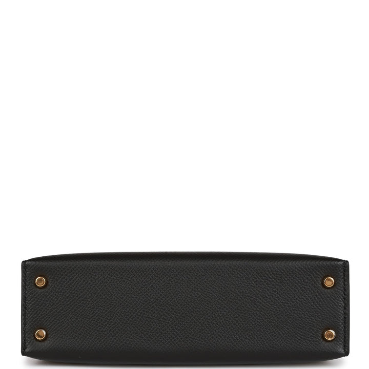Hermes Kelly 20 Sellier Black Epsom Gold Hardware