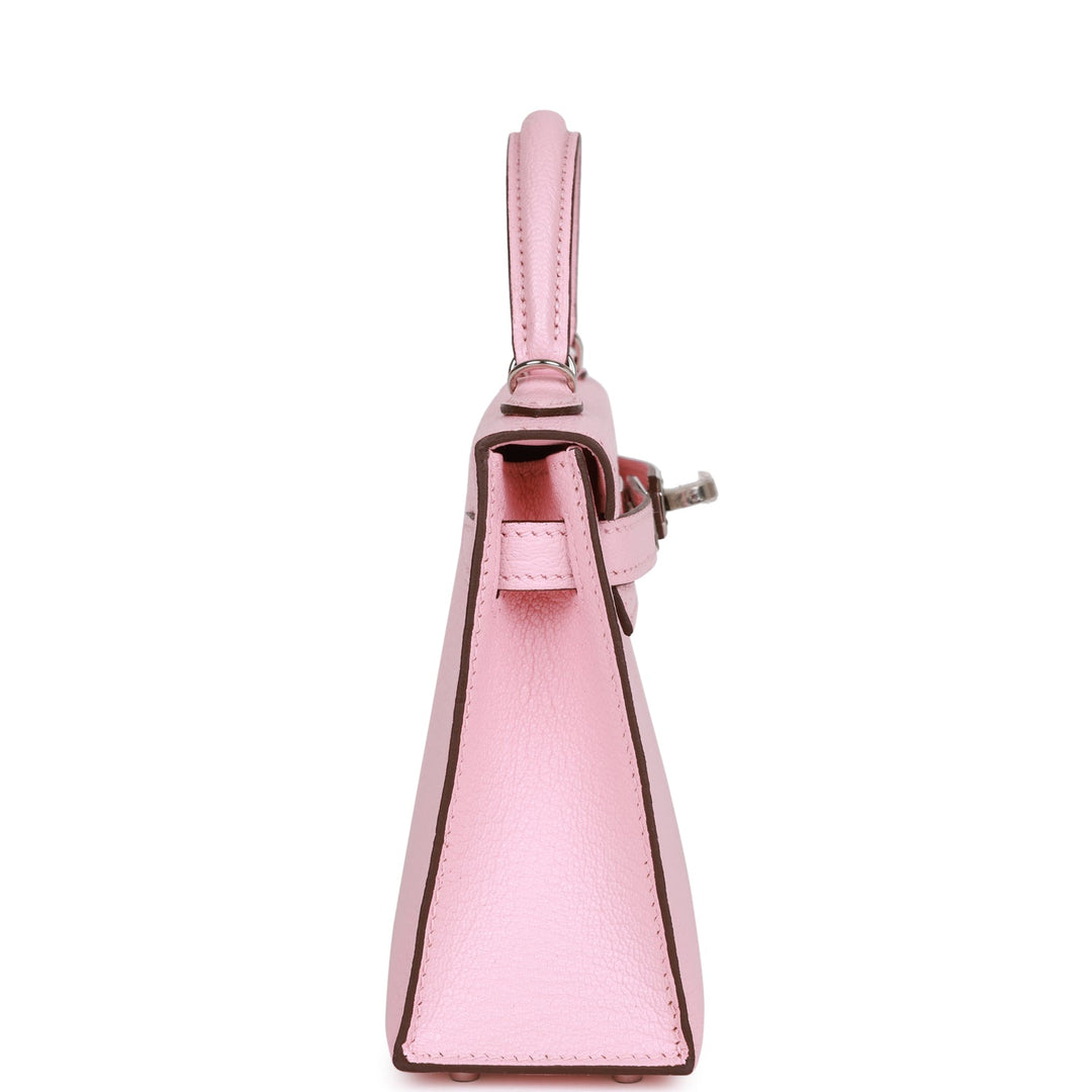 Hermes Kelly 20 Sellier Rose Sakura Chevre Palladium Hardware