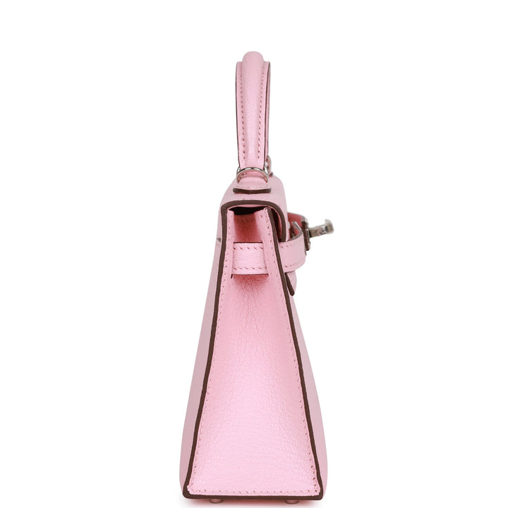 Hermes Kelly 20 Sellier Rose Sakura Chevre Palladium Hardware