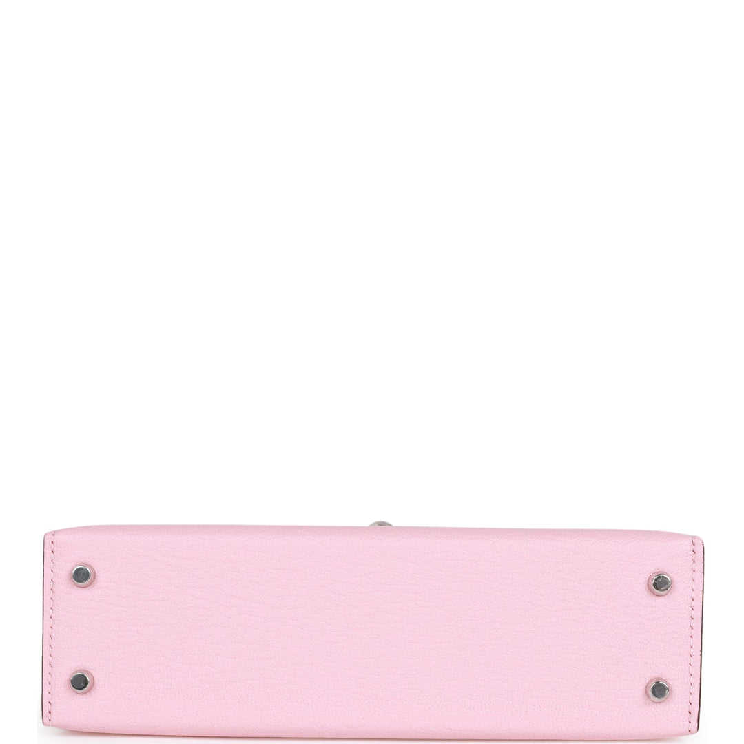 Hermes Kelly 20 Sellier Rose Sakura Chevre Palladium Hardware