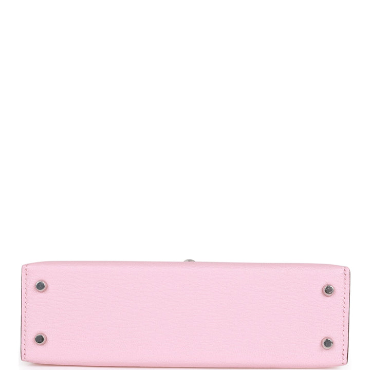 Hermes Kelly 20 Sellier Rose Sakura Chevre Palladium Hardware