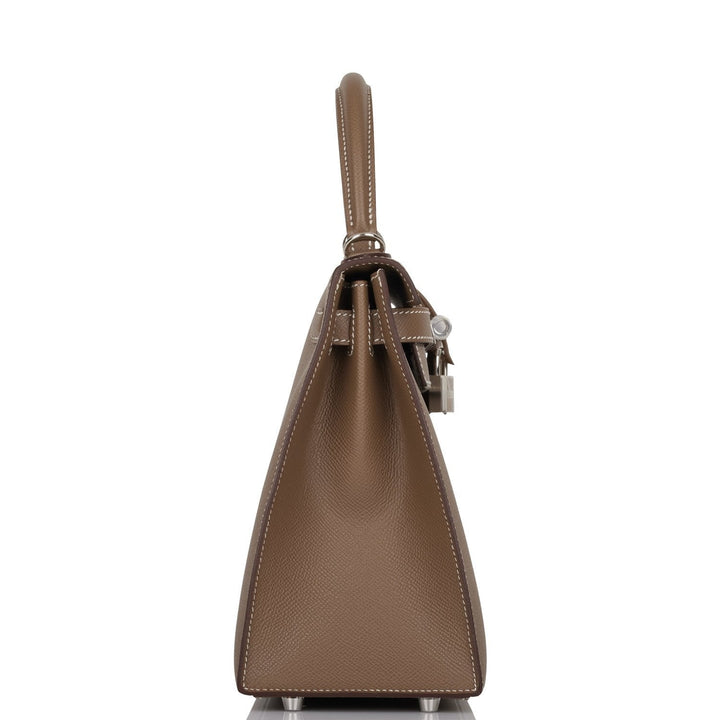 Hermes Kelly 28 Sellier Etoupe Epsom Palladium Hardware