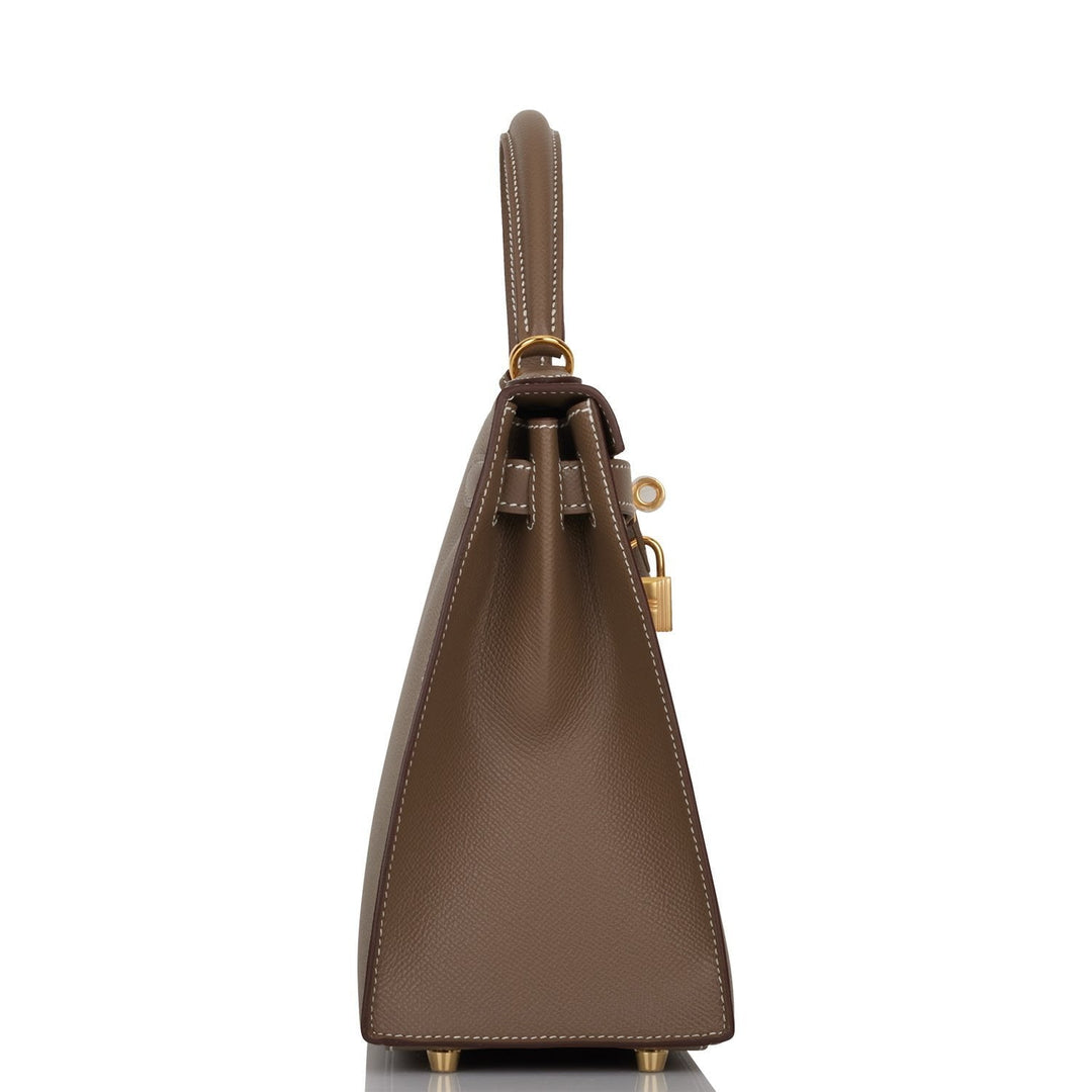Hermes Kelly 28 Sellier Etoupe Epsom Gold Hardware