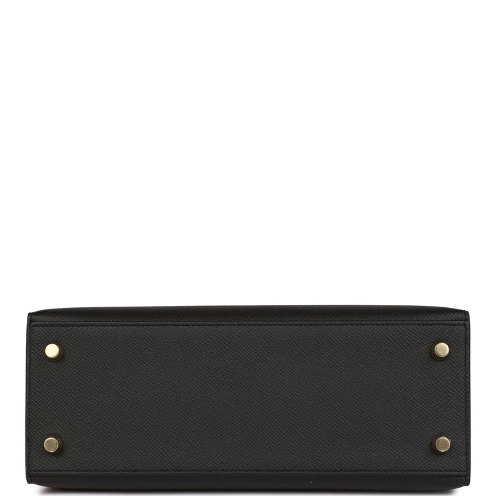 Hermes Kelly 25 Sellier Black Epsom Gold Hardware