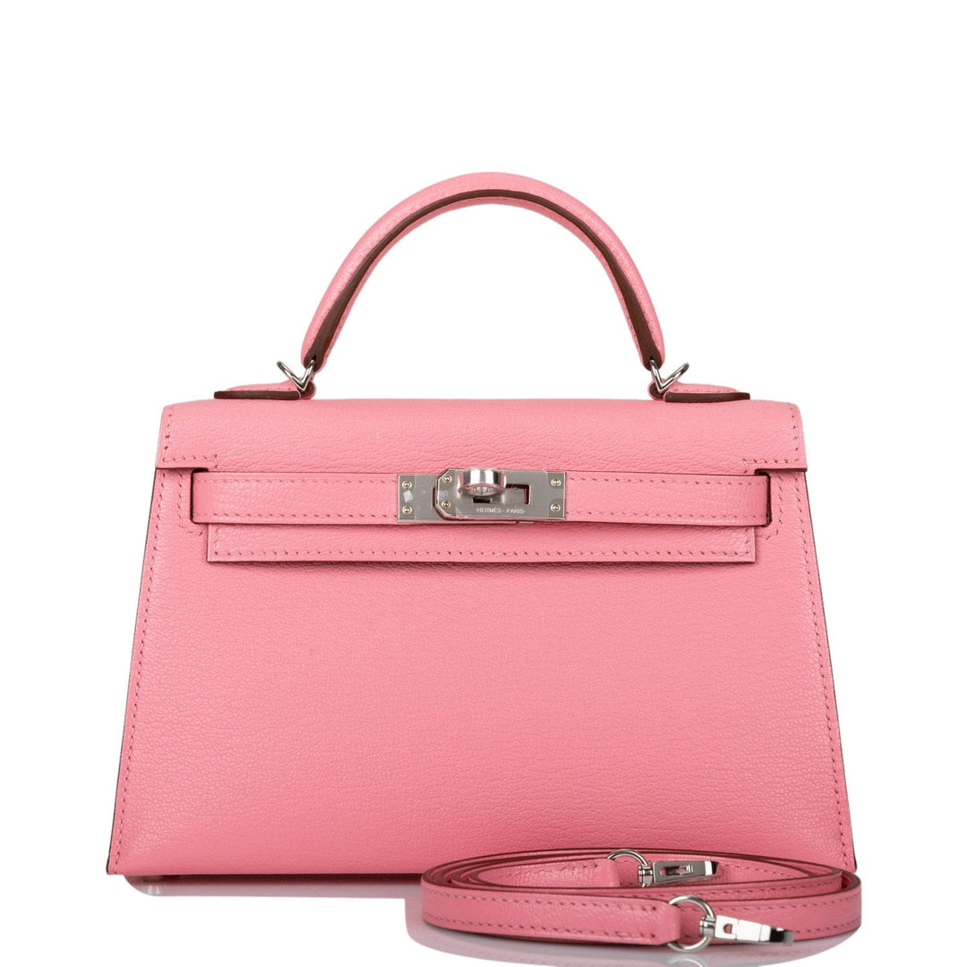 Hermes Kelly 20 Sellier Rose Confetti Verso Chevre Palladium Hardware