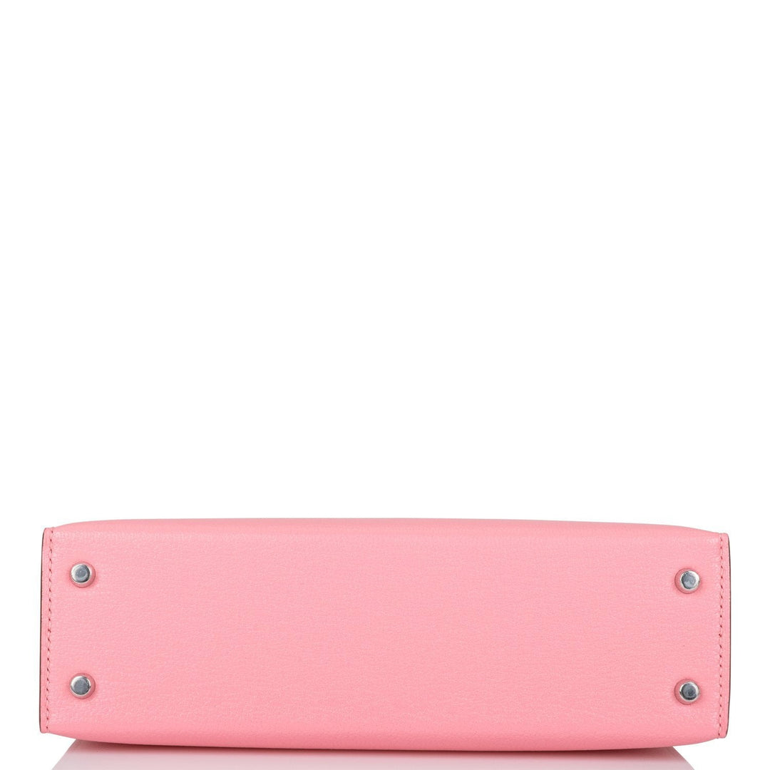 Hermes Kelly 20 Sellier Rose Confetti Verso Chevre Palladium Hardware