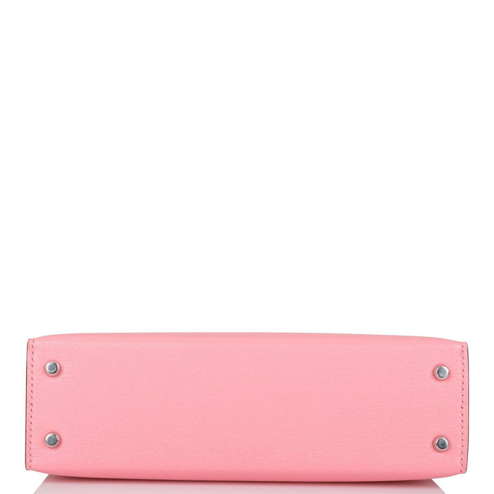 Hermes Kelly 20 Sellier Rose Confetti Verso Chevre Palladium Hardware