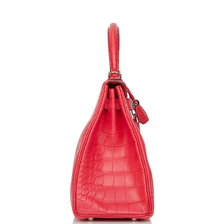 Hermes Kelly 28 Retourne Rose Extreme Matte Alligator Palladium Hardware