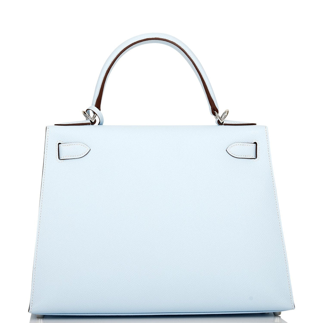 Hermes Kelly 28 Sellier Bleu Brume Epsom Palladium Hardware