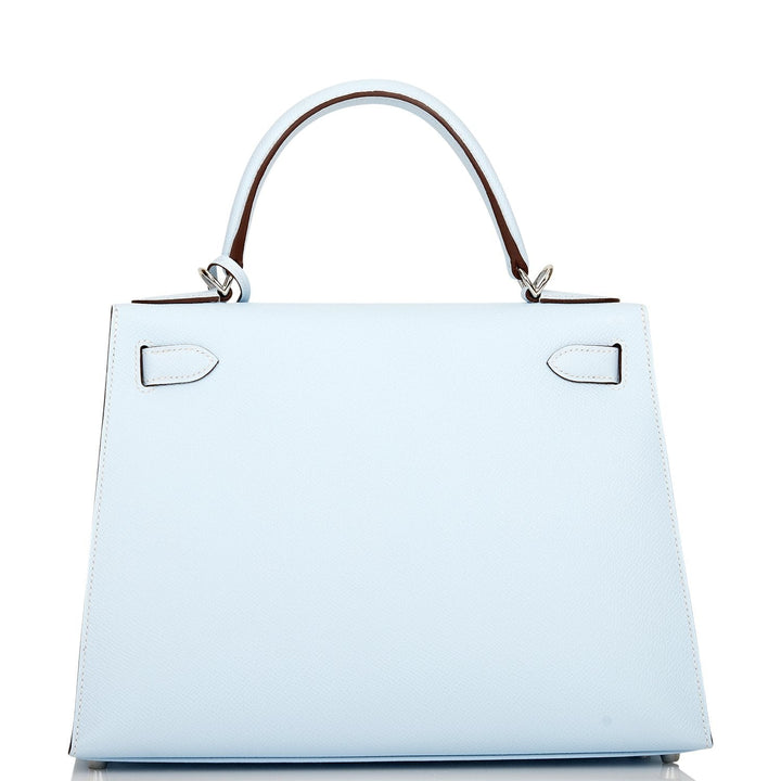 Hermes Kelly 28 Sellier Bleu Brume Epsom Palladium Hardware