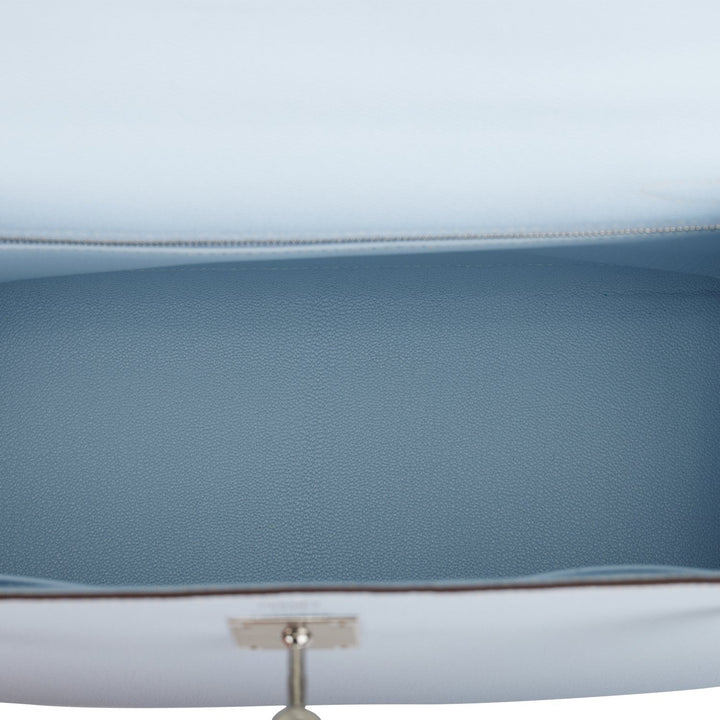 Hermes Kelly 28 Sellier Bleu Brume Epsom Palladium Hardware