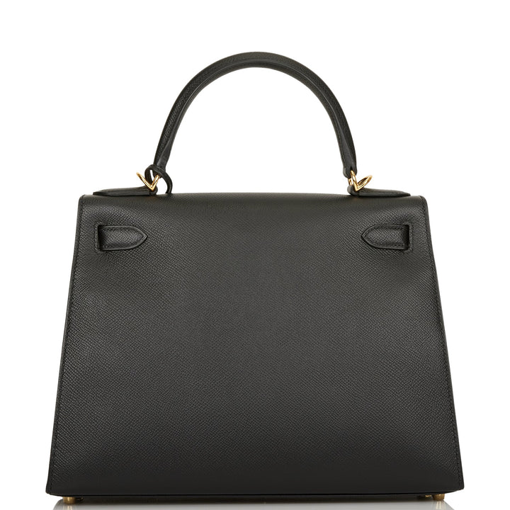 Hermes Kelly 28 Sellier Black Epsom Gold Hardware