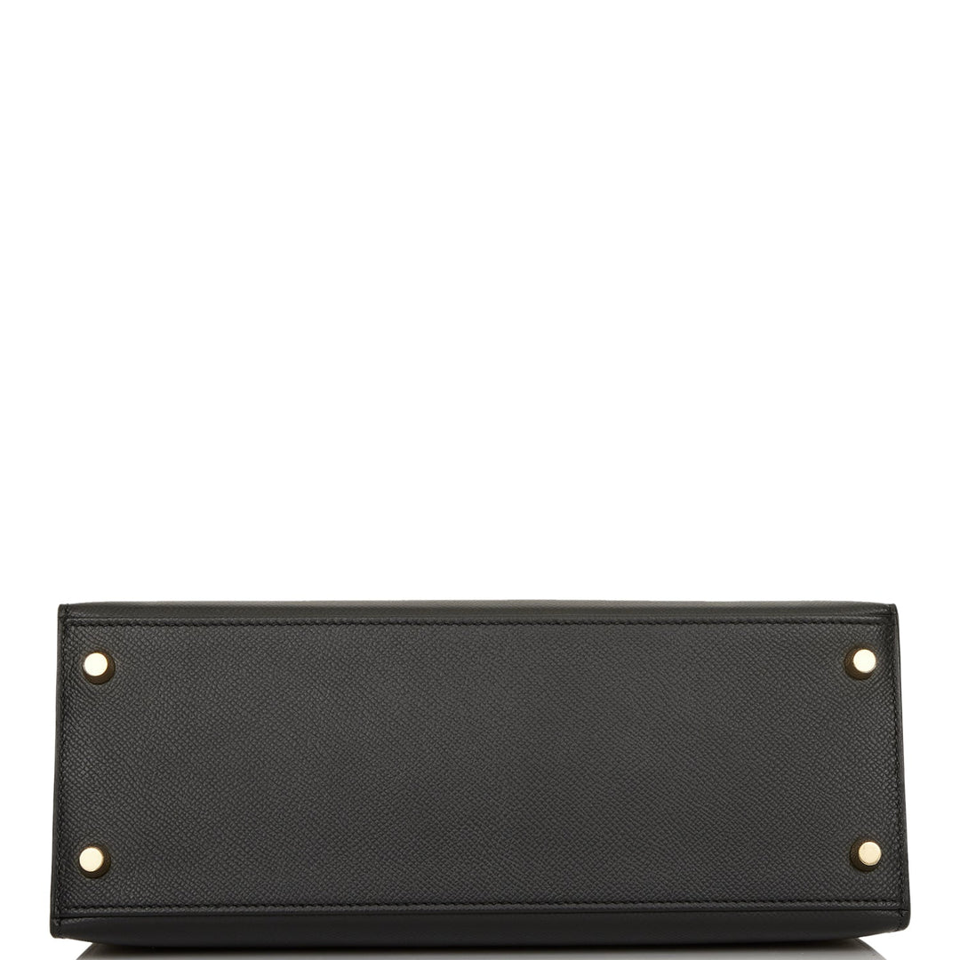 Hermes Kelly 28 Sellier Black Epsom Gold Hardware