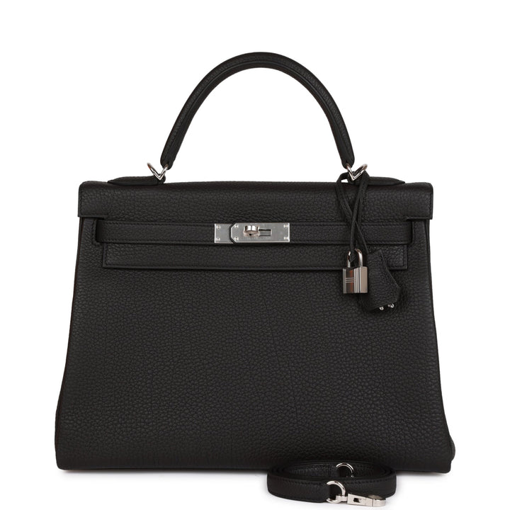 Hermes Kelly 32cm Retourne Black Togo Palladium Hardware