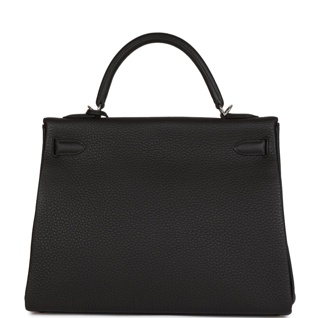 Hermes Kelly 32cm Retourne Black Togo Palladium Hardware