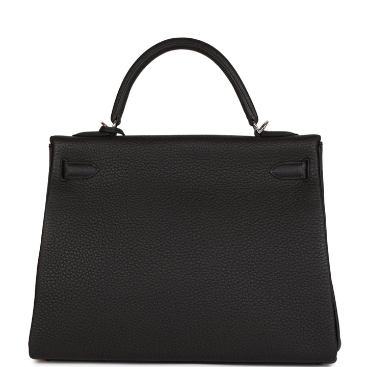 Hermes Kelly 32cm Retourne Black Togo Palladium Hardware