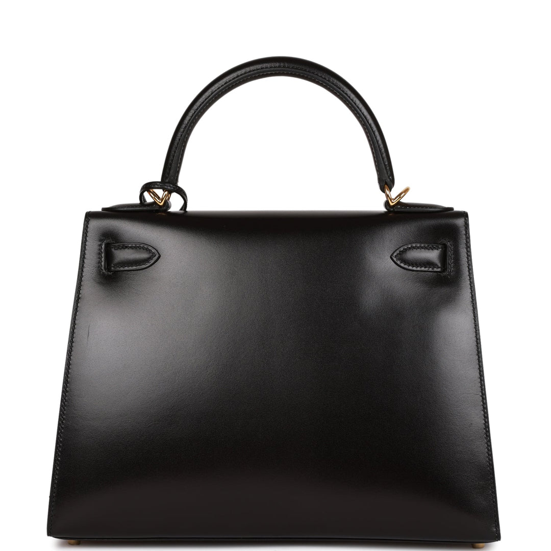 Hermes Kelly 28 Sellier Black Box Gold Hardware