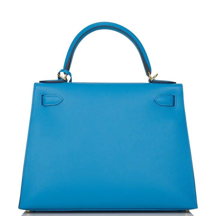 Hermes Kelly 28 Sellier Bleu Frida Epsom Gold Hardware