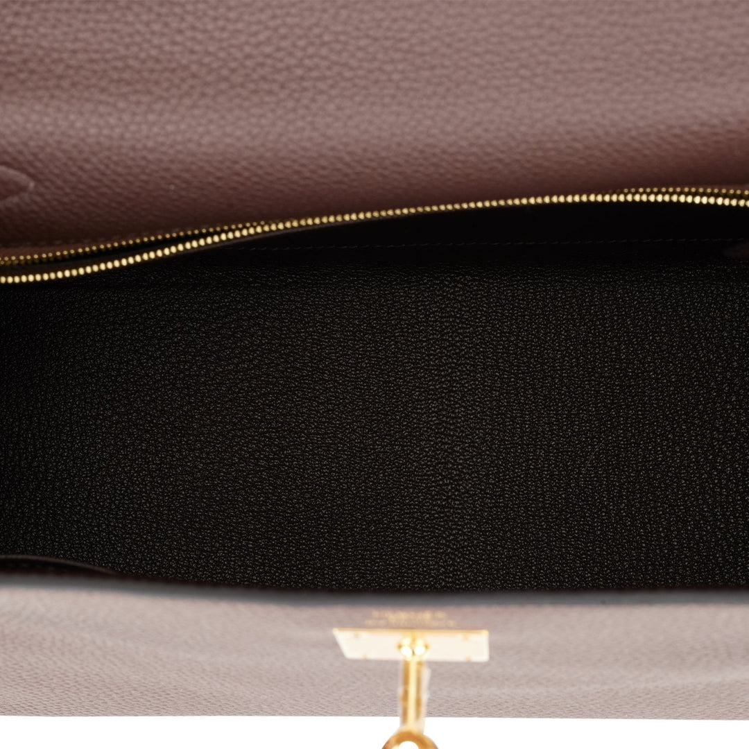 Hermes Kelly 28 Retourne Chocolate Togo Gold Hardware