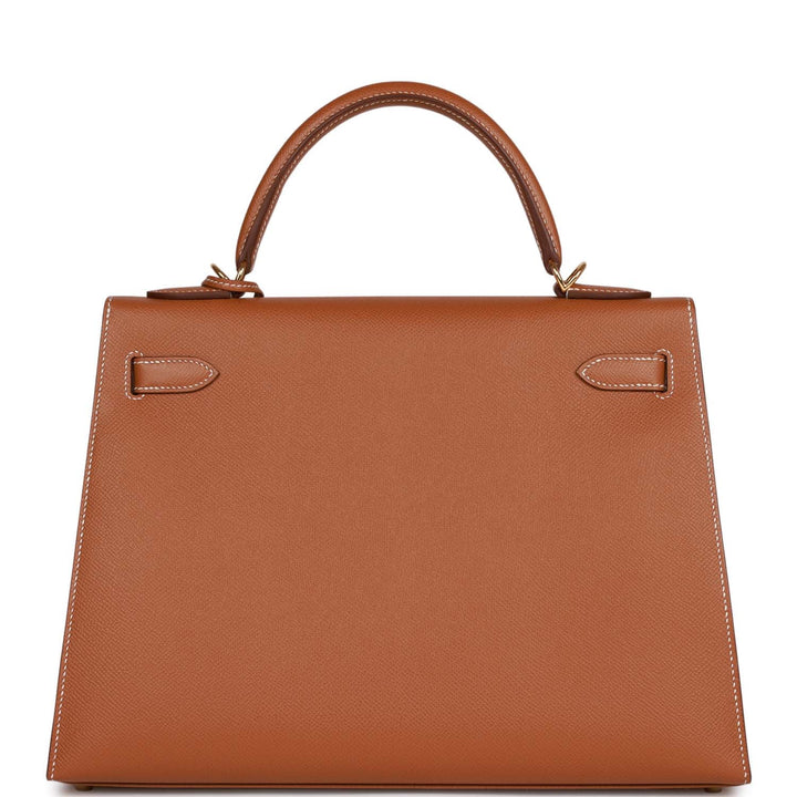 Hermes Kelly 32 Sellier Gold Epsom Gold Hardware