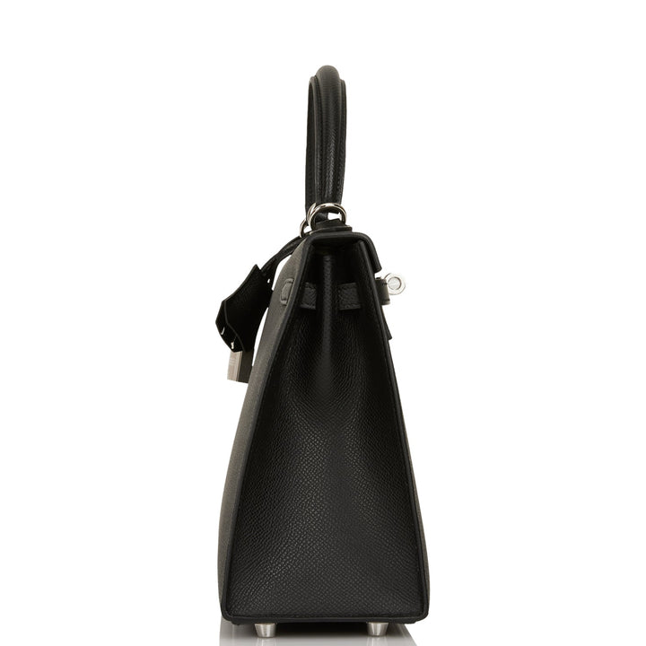 Hermes Kelly Sellier 25 Black Epsom Palladium Hardware