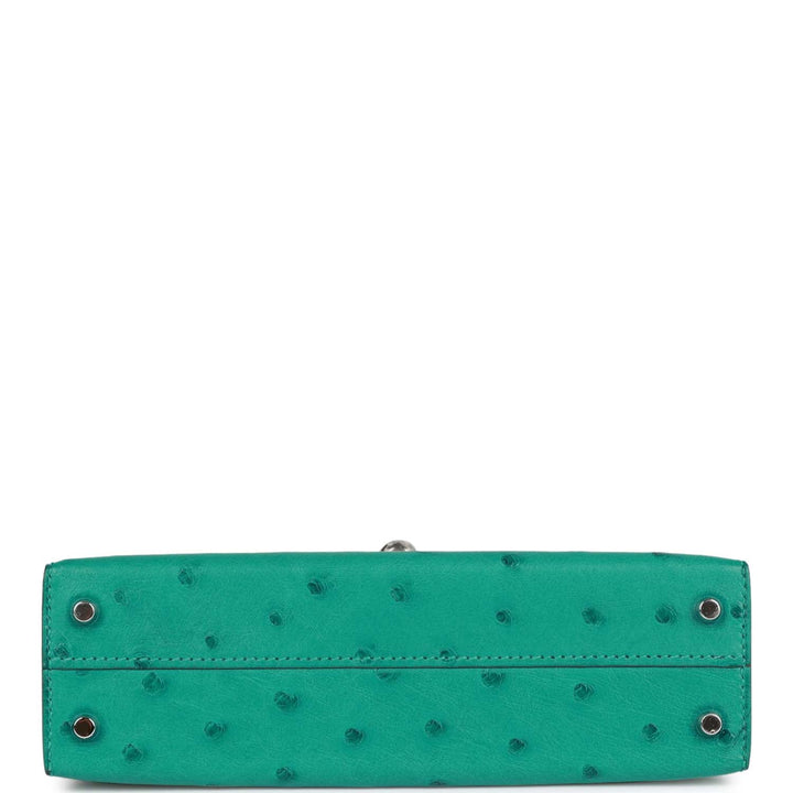 Hermes Kelly 20 Sellier Vert Verone Ostrich Palladium Hardware