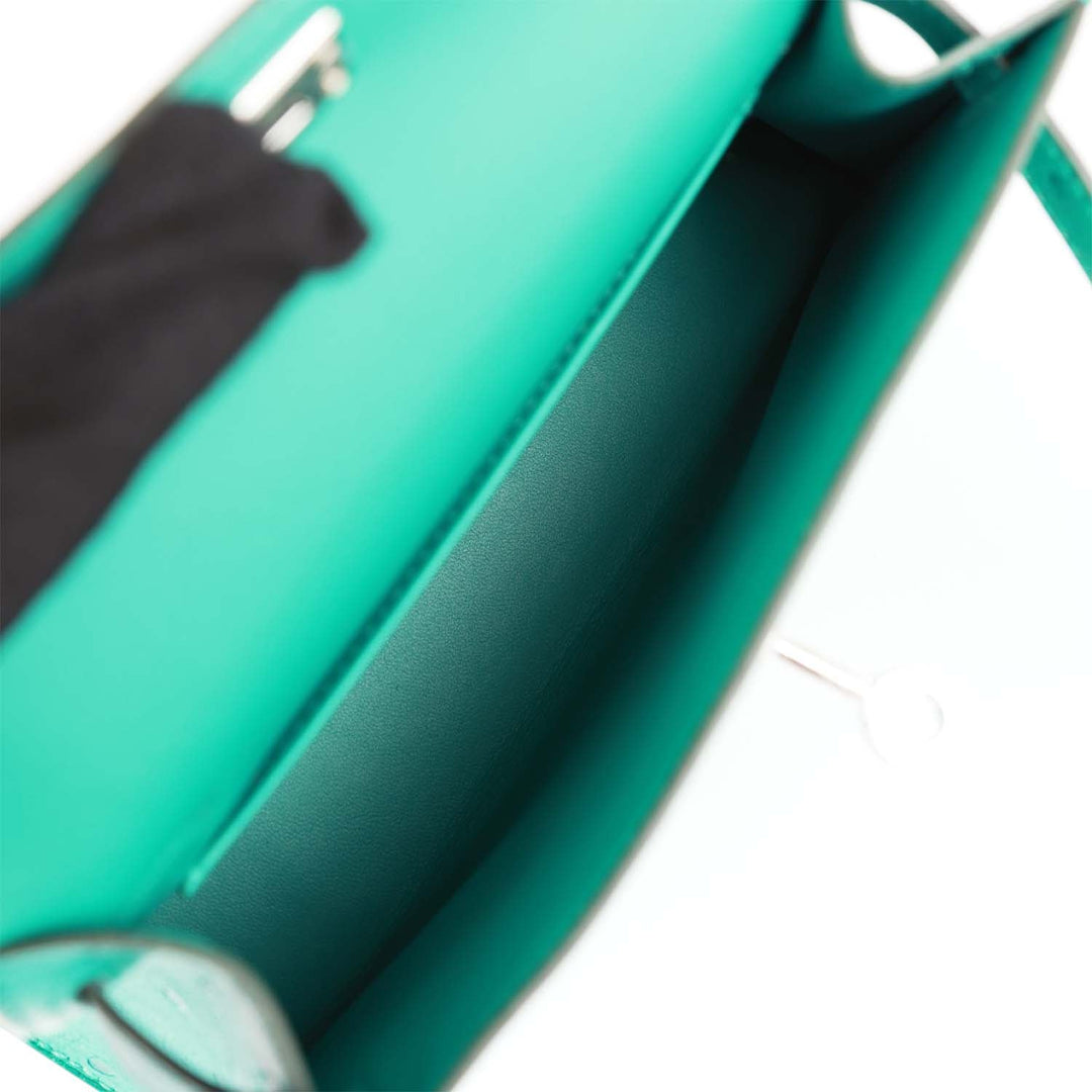 Hermes Kelly 20 Sellier Vert Verone Ostrich Palladium Hardware