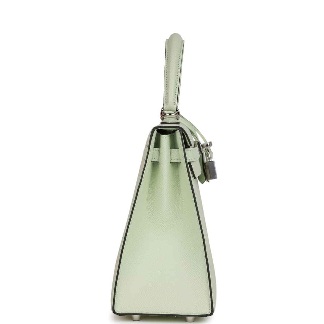 Hermes Kelly 25 Sellier Vert Fizz Epsom Palladium Hardware