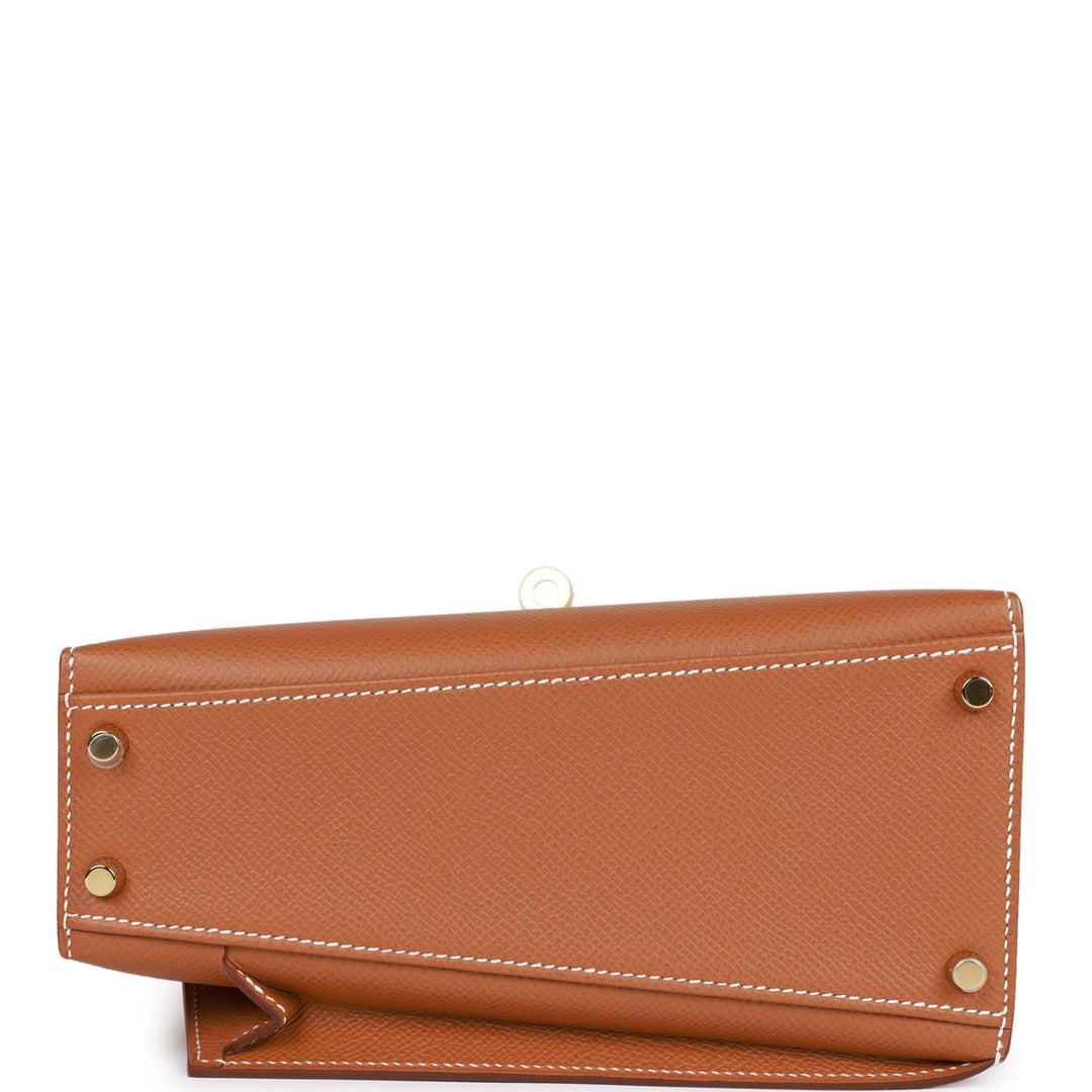 Hermes Kelly 20 Sellier en Desordre Gold Epsom Gold Hardware