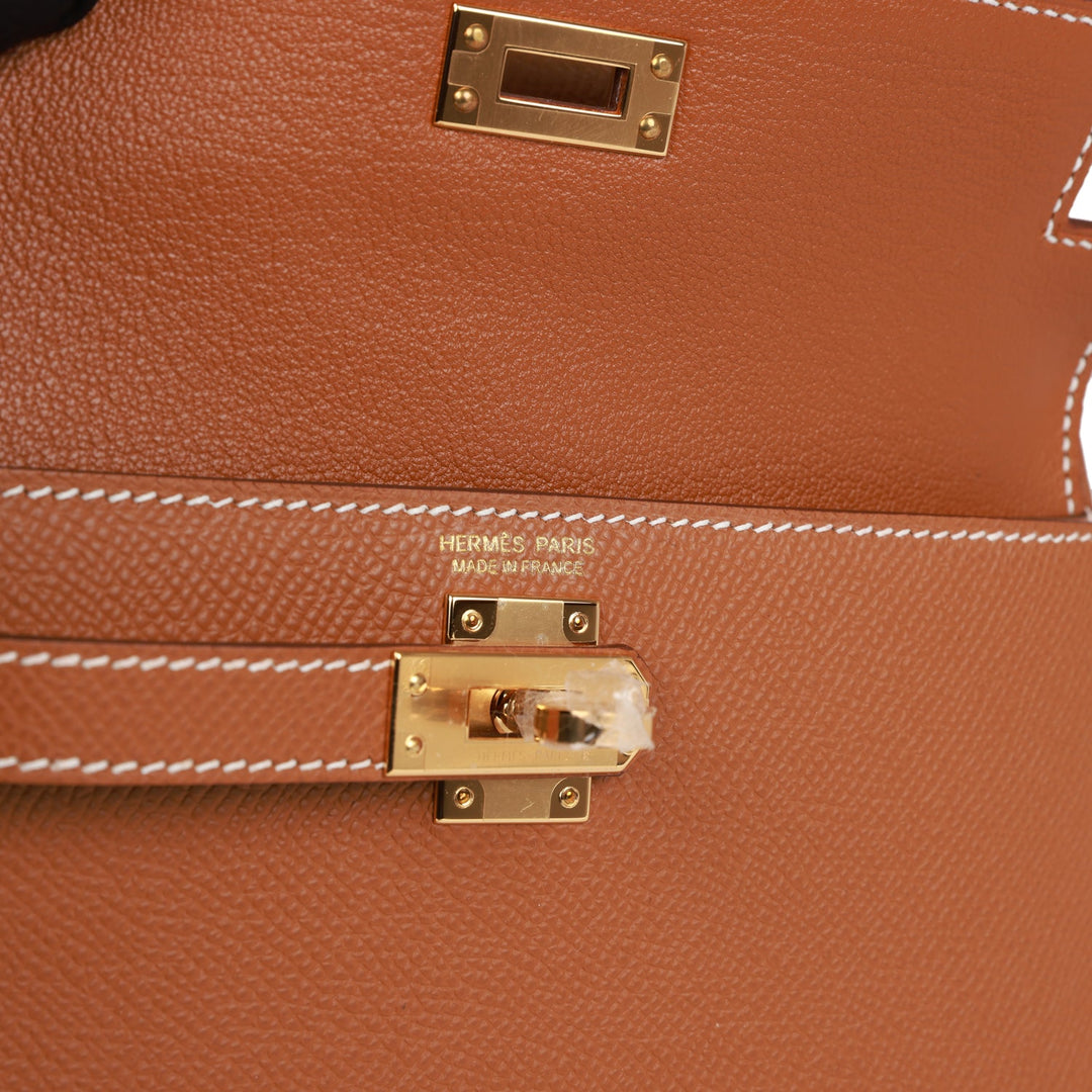 Hermes Kelly 20 Sellier en Desordre Gold Epsom Gold Hardware