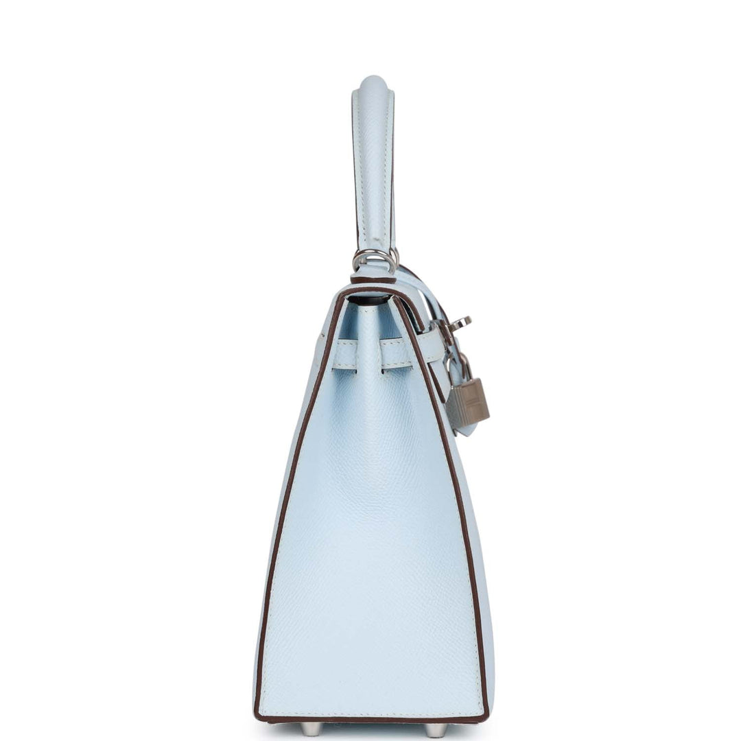 Hermes Kelly 25 Sellier Bleu Brume Epsom Palladium Hardware