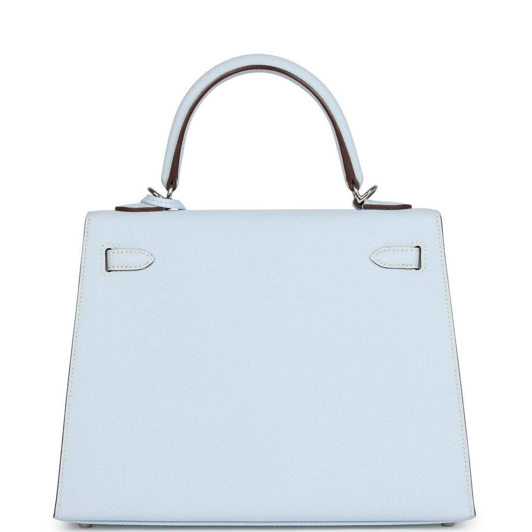 Hermes Kelly 25 Sellier Bleu Brume Epsom Palladium Hardware